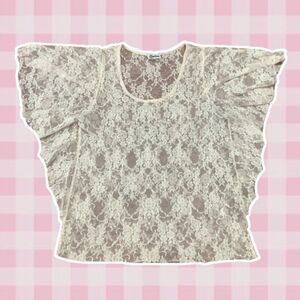 Rock‎ Candy Coquette Pastel Pink Lace Sheer Ruffle Blouse Size Small